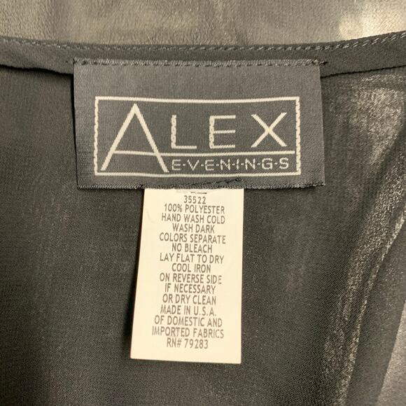 ALEX EVENINGS Size M Black Polyester Sheer 3/4 Sleeves Crop Open Front Cardigan - Picture 4 of 5